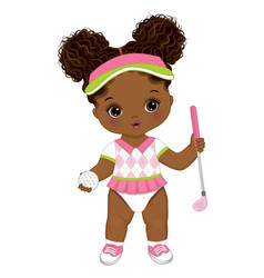 Cute African American Baby Girl Playing Golf