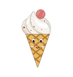 Cute Kawaii Colored Ice Cream Doodle Style