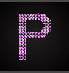 Purple Pink Glitter Sequins Dots Letter - P