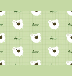 Bear Cartoon Character Seamless Pattern On Green