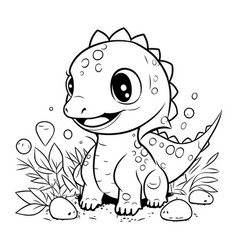 Cute Dinosaur Coloring Page Outline For Kids