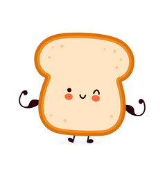 Cute Funny Strong Bread Toast Show Muscle