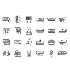 Repair Air Conditioner Icons Set Outline