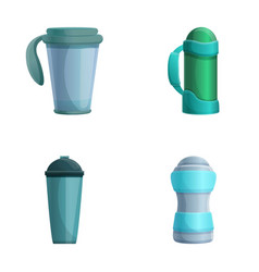 Thermo Cup Icons Set Cartoon Various