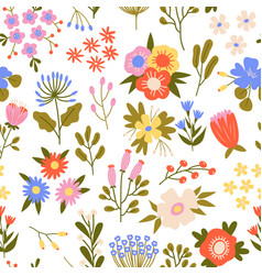 Beautiful Spring Flowers Seamless Pattern Cute