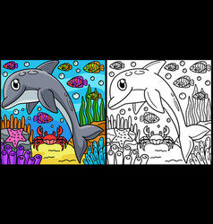 Dolphin Coloring Page Colored