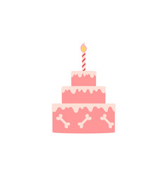 Pink Tasty Candle Cake With Bones For Pet Birthday