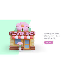 Poster In Realistic 3d Store For Flower Shop