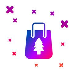 Color Christmas Paper Shopping Bag Icon Isolated