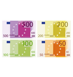 Set Banknotes 500 200 100 And 50 Euros