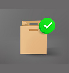 Brown Shopping Bag With Green Checkmark 3d Icon