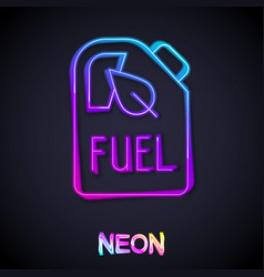 Glowing Neon Line Bio Fuel Canister Icon Isolated