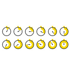 Horizontal Set Of Analog Clock Icon