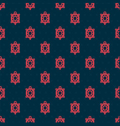 Red Line Turtle Icon Isolated Seamless Pattern