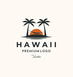 Sunset View Beach Palm Tree Vintage Logo