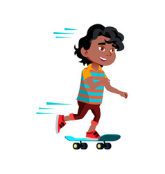 Indian Boy Kid Riding Skateboard Cartoon