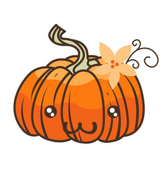 Jack O Lantern With Flower Flat Design