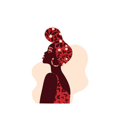 African Woman With A Headwrap In Flat Style