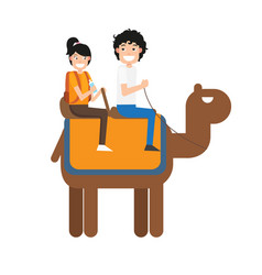 Man And Woman Riding Camel