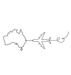 Map Of Australia With Plane As Line Drawing