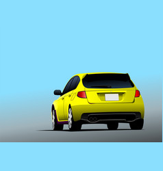 Yellow Car Sedan On The Road 3d