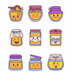 Cute Kawaii Honey Jar Glass Pot Character