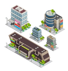 Shopping Center Buildings Complex Isometric