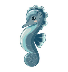 Cute Cartoon Seahorse On White Background