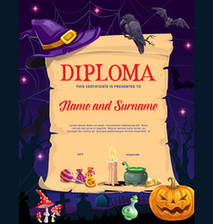 Halloween Diploma With Spell Scroll Witch Hat