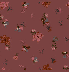 Seamless Pattern With Burgundy Flowers