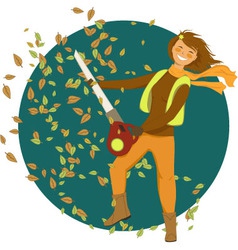 Woman With A Leaf Blower