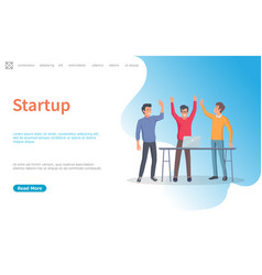 Startup Men Developers Giving High Five Website