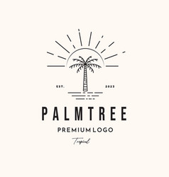 Palm Tree Sunny Day Line Art Logo Minimalist