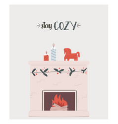 Composition With Cozy Fireplace Candles