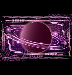 Purple Saturn Futuristic Modern Abstract