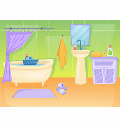 Cozy Bathroom Interior Cartoon