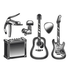 Guitar Set Monochrome Design Elements