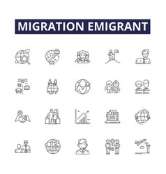 Migration Emigrant Line Icons And Signs