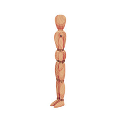 Wooden Man Standing Still Side View Isolated