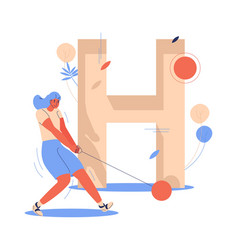 Hammer Throwing Woman With Capital Letter H Sport