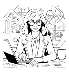 Business Woman Working On Laptop Computer In