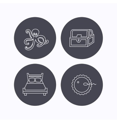 Fertilization Double Bed And Octopus Icons