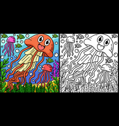 Jellyfish Coloring Page Colored