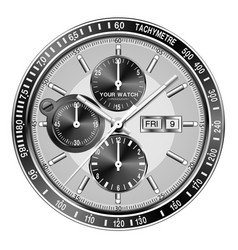 Realistic Clock Watch Chronograph Silver Black