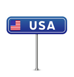 Usa Road Sign National Flag With Country Name