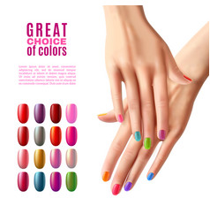 Colorful Nails Set Hands Manicure Poster