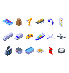 Supply Chain Icons Set Isometric Plan