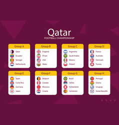 Flat Football Championship Groups Table Template