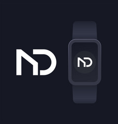 Nd Monogram Letters Logo Design With Smart Watch