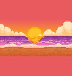 Pixel Sunset Beach Game Retro Sea Landscape 8